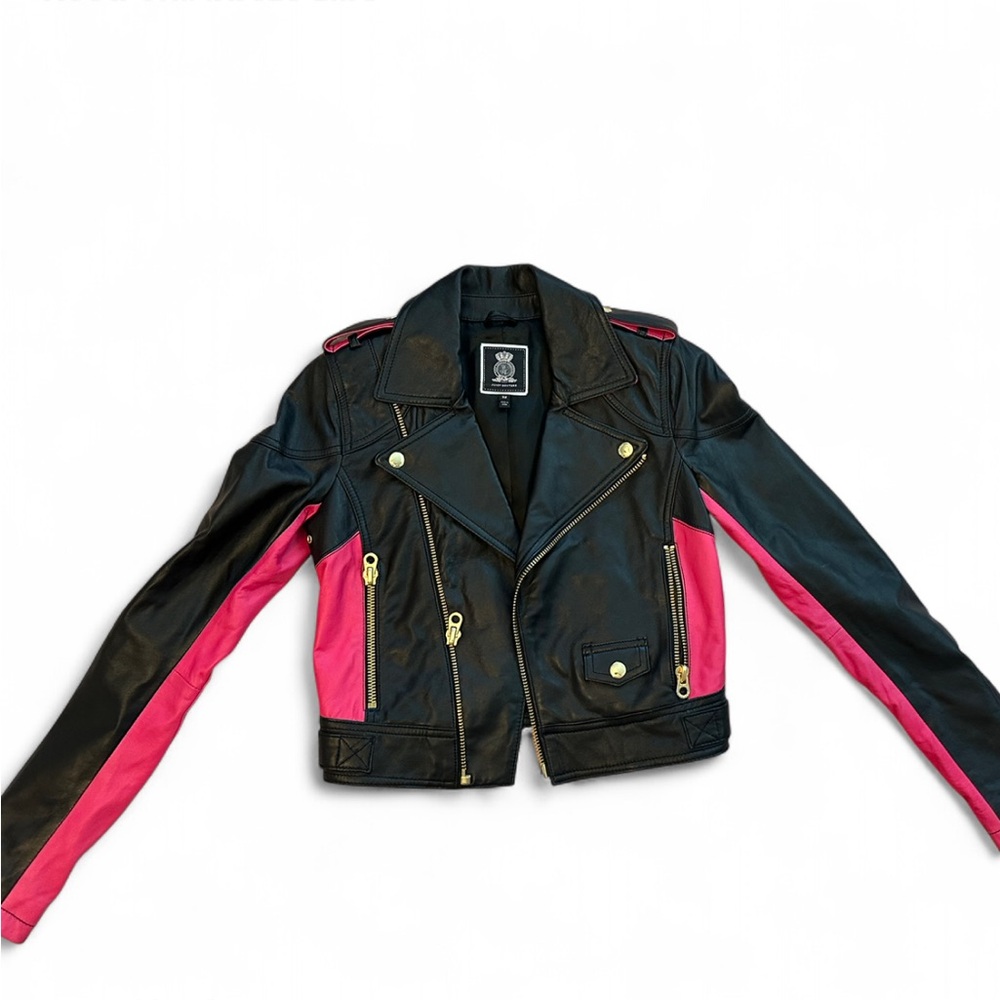 Juicy Couture Black and Pink Leather Jacket